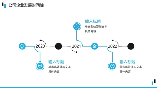 蓝黑商务公司企业发展时间轴PPT模板
