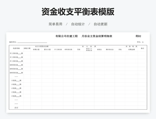 资金收支平衡表模版