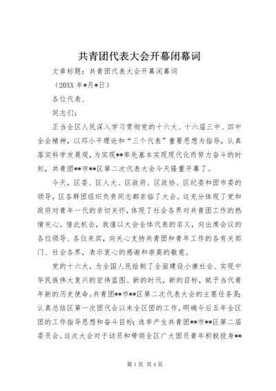 共青团代表大会开幕闭幕词 (2).docx