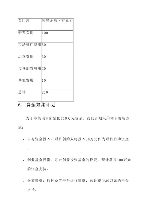 拟定创业项目筹资方案