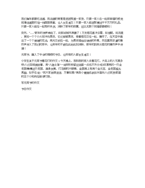小学生过元宵节的作文8篇