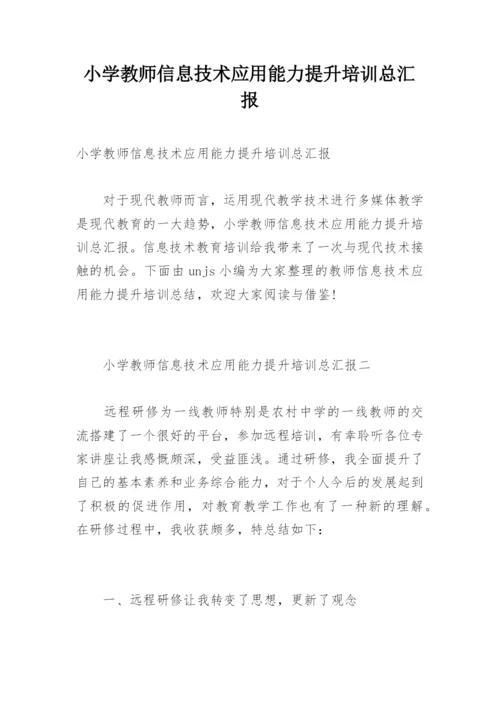 小学教师信息技术应用能力提升培训总汇报.docx
