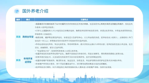 蓝色科技城市线条剪影老人智慧养老介绍宣传汇报培训模板