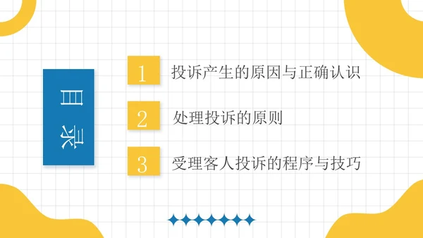 蓝黄色简约员工培训投诉处理培训PPT模板