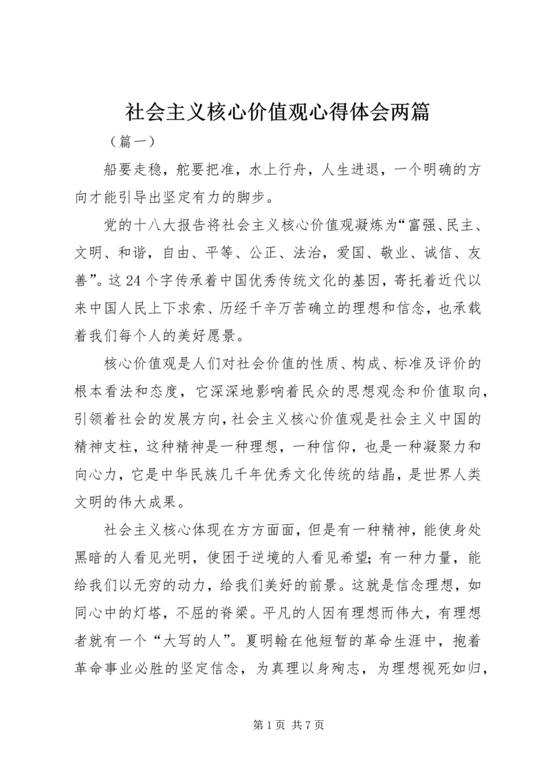 社会主义核心价值观心得体会两篇.docx