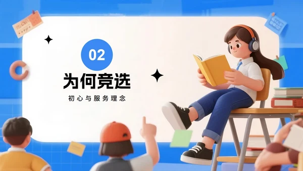 蓝色手绘扁平卡通风校园大学生班长竞选PPT模板