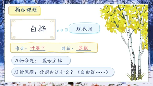 【核心素养】部编版语文四年级下册-11.白桦 第1课时（课件）