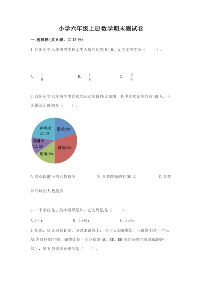 小学六年级上册数学期末测试卷及完整答案【必刷】.docx