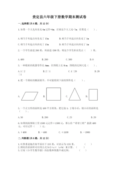 贵定县六年级下册数学期末测试卷a4版.docx