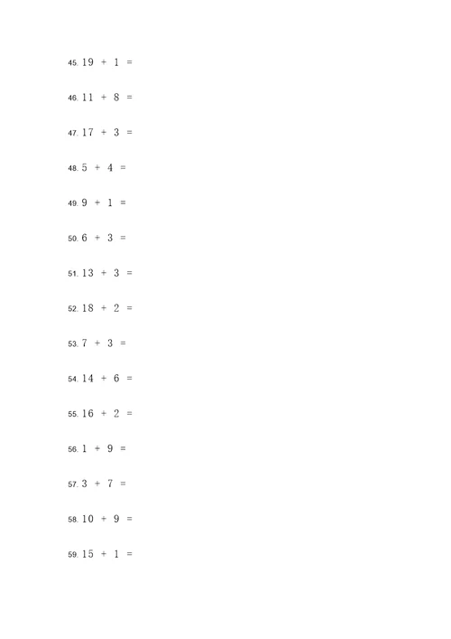 20以内的凑十法计算题