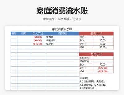 家庭消费流水账