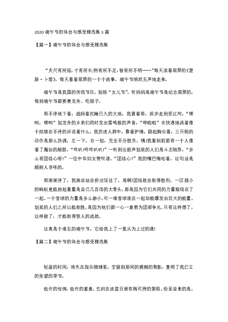 2020端午节的体会与感受精选集3篇