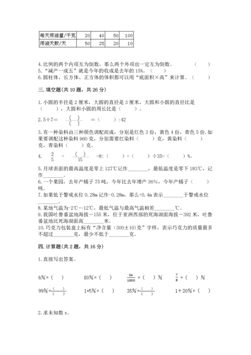 人教版六年级下册数学期末测试卷带答案（培优）.docx