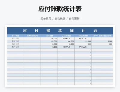 应付账款统计表