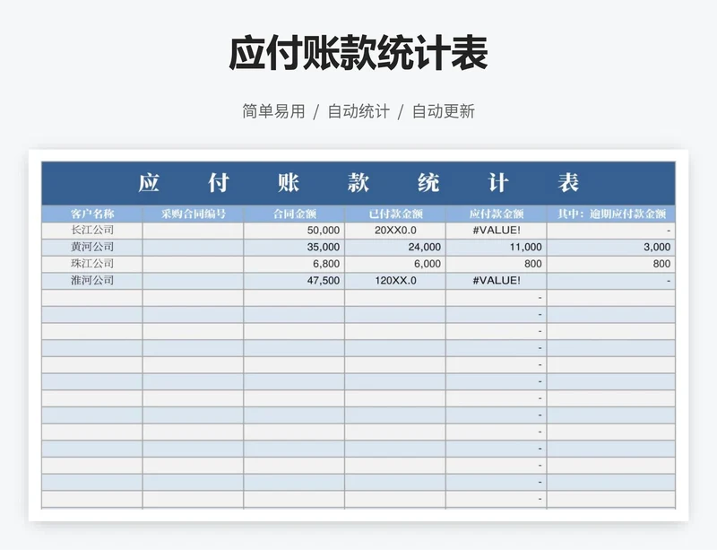 应付账款统计表