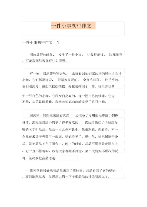 一件小事初中作文