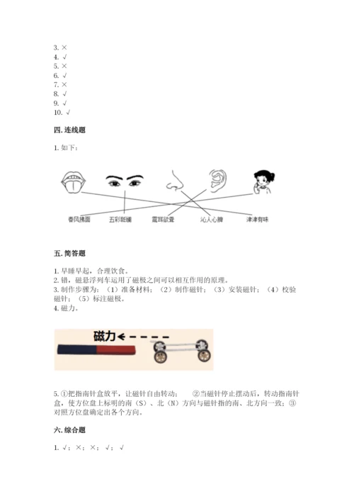 教科版二年级下册科学期末测试卷（word）.docx