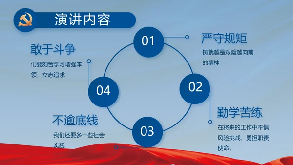 蓝色党建党支部述职报告汇报PPT党课