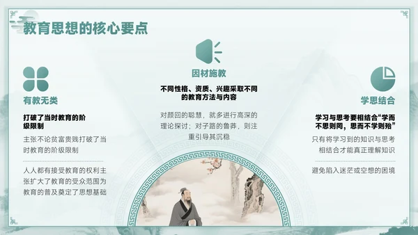 青色中国风孔子诞辰PPT模板