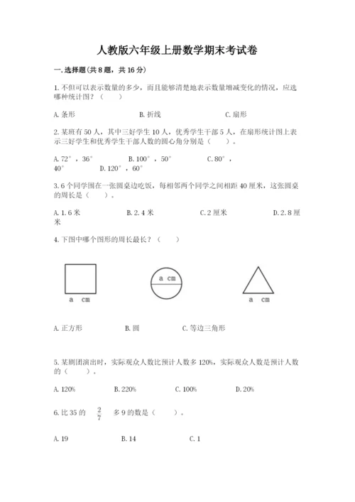 人教版六年级上册数学期末考试卷（网校专用）word版.docx