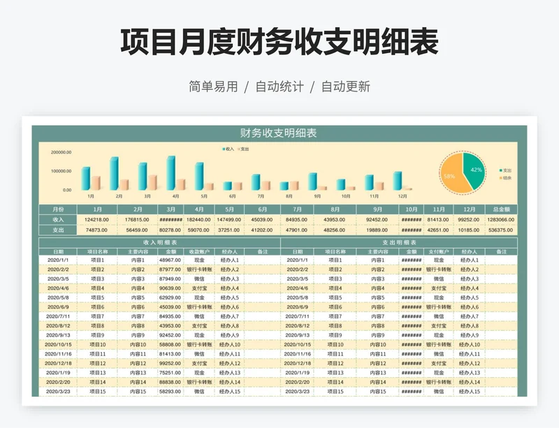 项目月度财务收支明细表