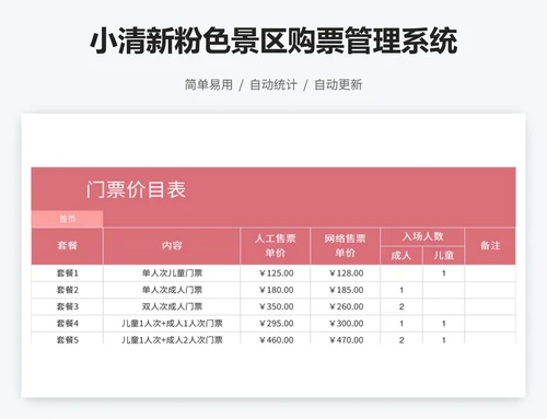 小清新粉色景区购票管理系统