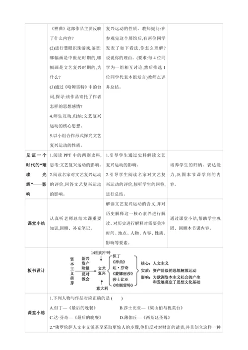【2024秋统编九上历史精讲课堂（教案+素材）】第14课 文艺复兴运动