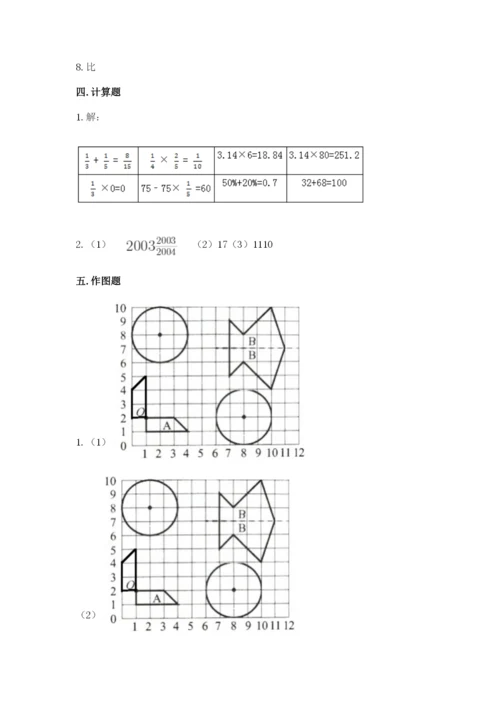 小学数学六年级上册期末测试卷及答案（易错题）.docx