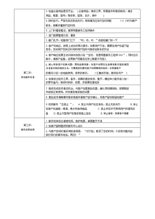 上门服务规范