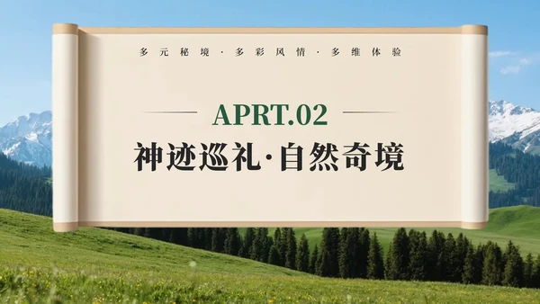 绿色实景新疆旅行攻略PPT模板