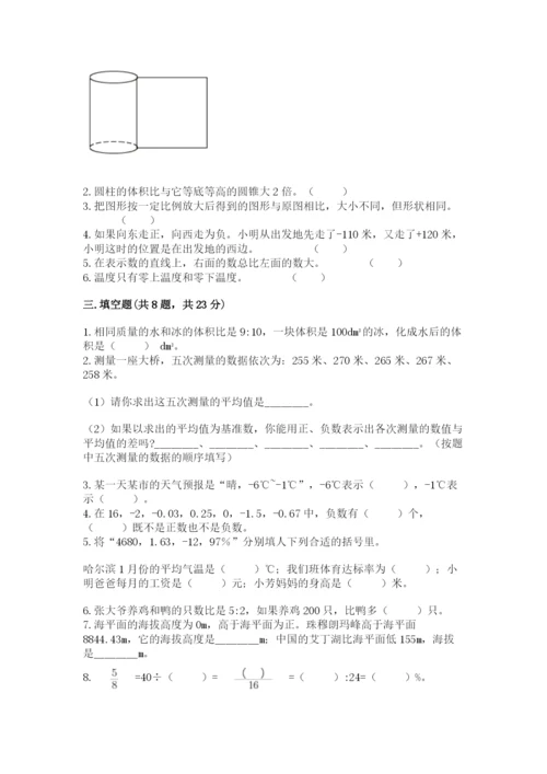 小学六年级下册数学期末测试卷1套.docx