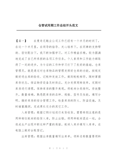 仓管试用期工作总结开头范文.docx