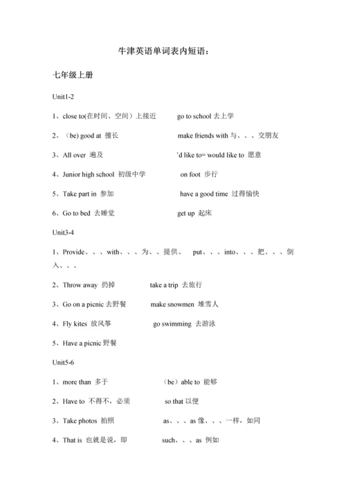 深圳牛津英语新版七至九年级单词表内短语.docx