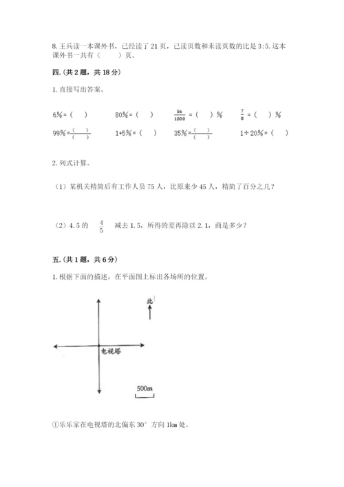 小学六年级数学摸底考试题及参考答案【综合卷】.docx