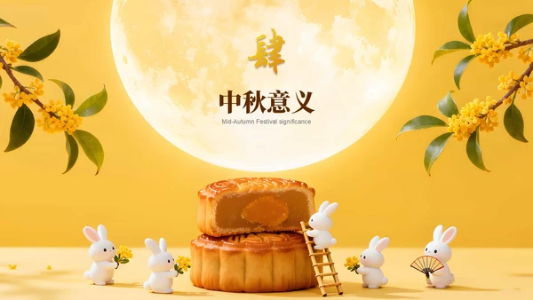 橙色卡通风中秋节文化主题PPT模板