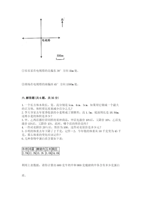 冀教版小学六年级下册数学期末综合素养测试卷带答案（精练）.docx