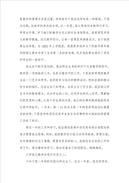小学语文老师自我评价方法