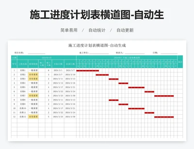 施工进度计划表横道图-自动生成