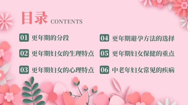红色剪纸风更年期女性保健科普课件女性健康