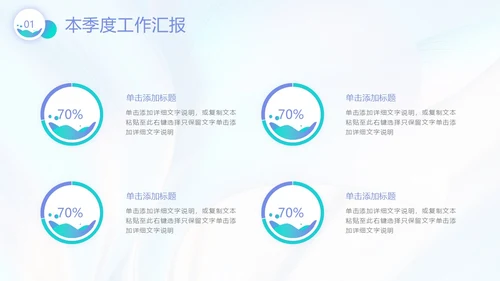 微粒体渐变风格季度工作总结PPT