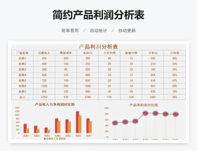 简约产品利润分析表