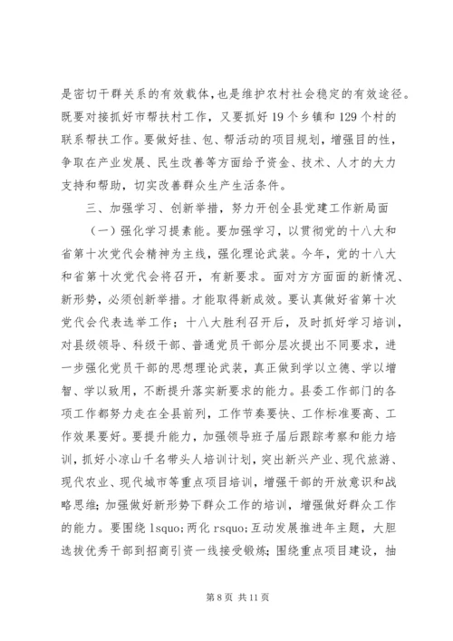 县委书记党建工作会议发言稿.docx