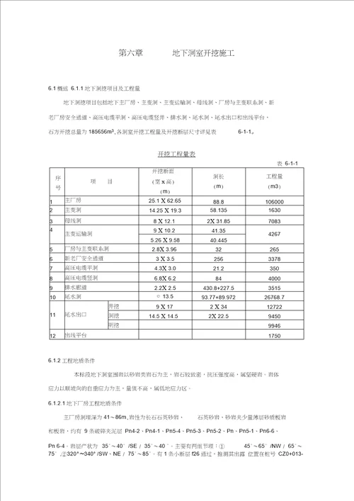 地下洞室开挖施工组织设计