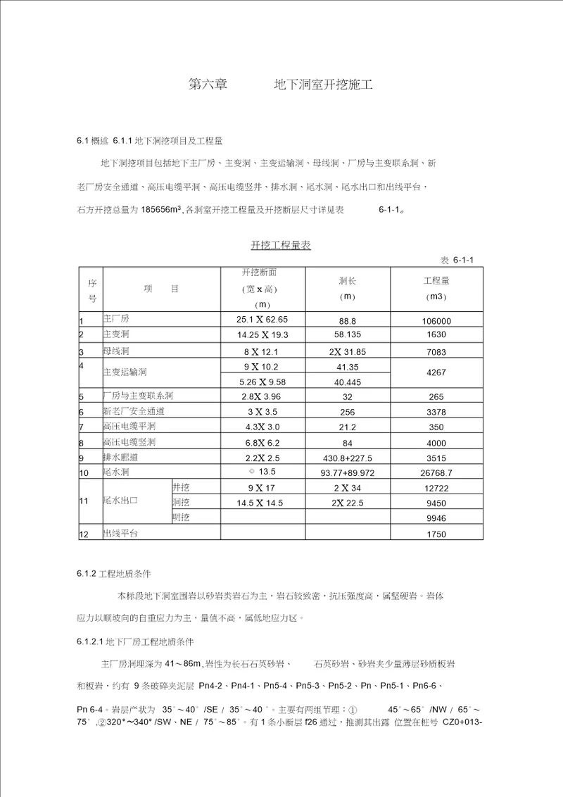 地下洞室开挖施工组织设计