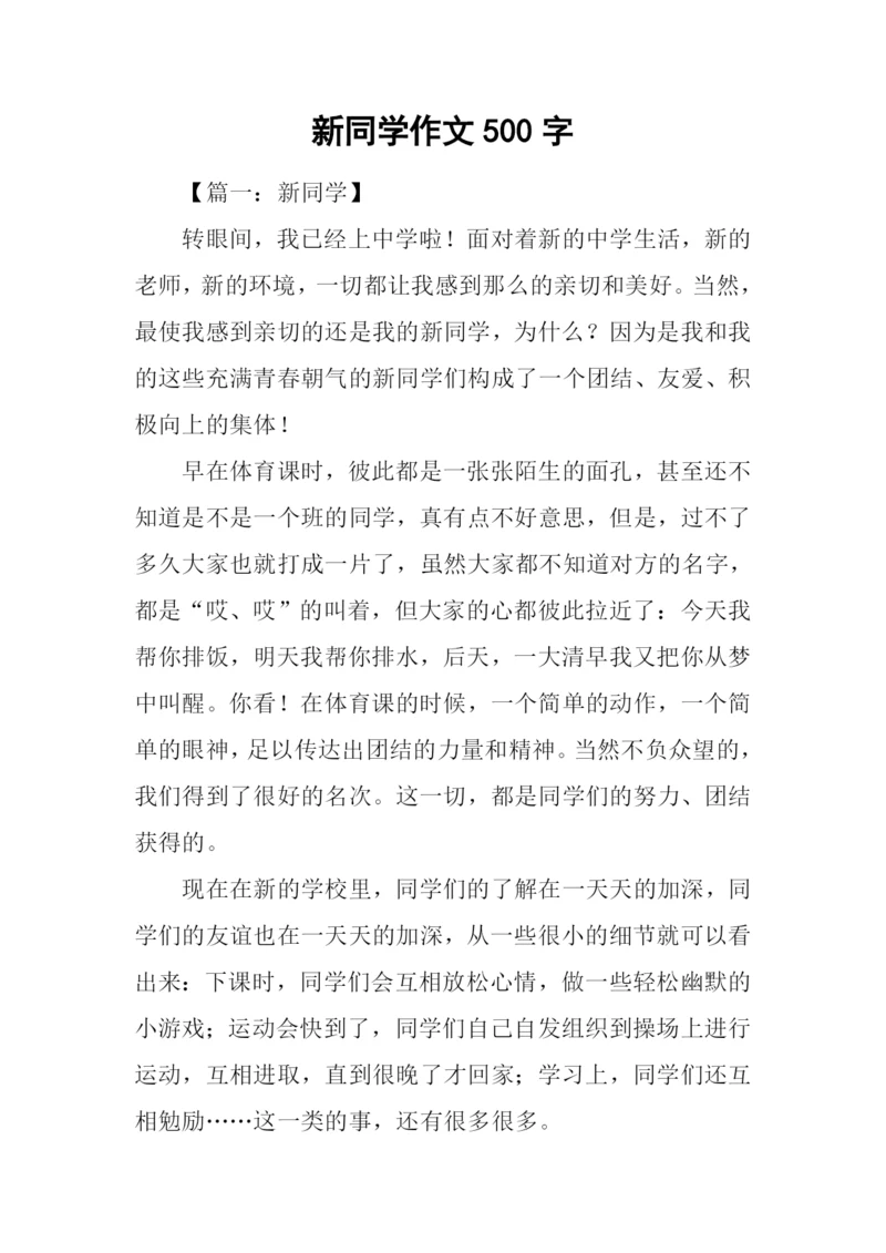 新同学作文500字.docx