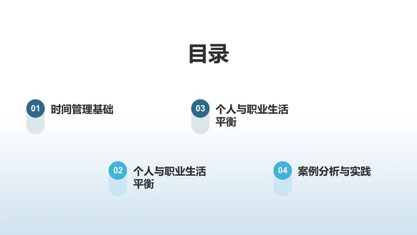 蓝色3D风时间管理PPT模板