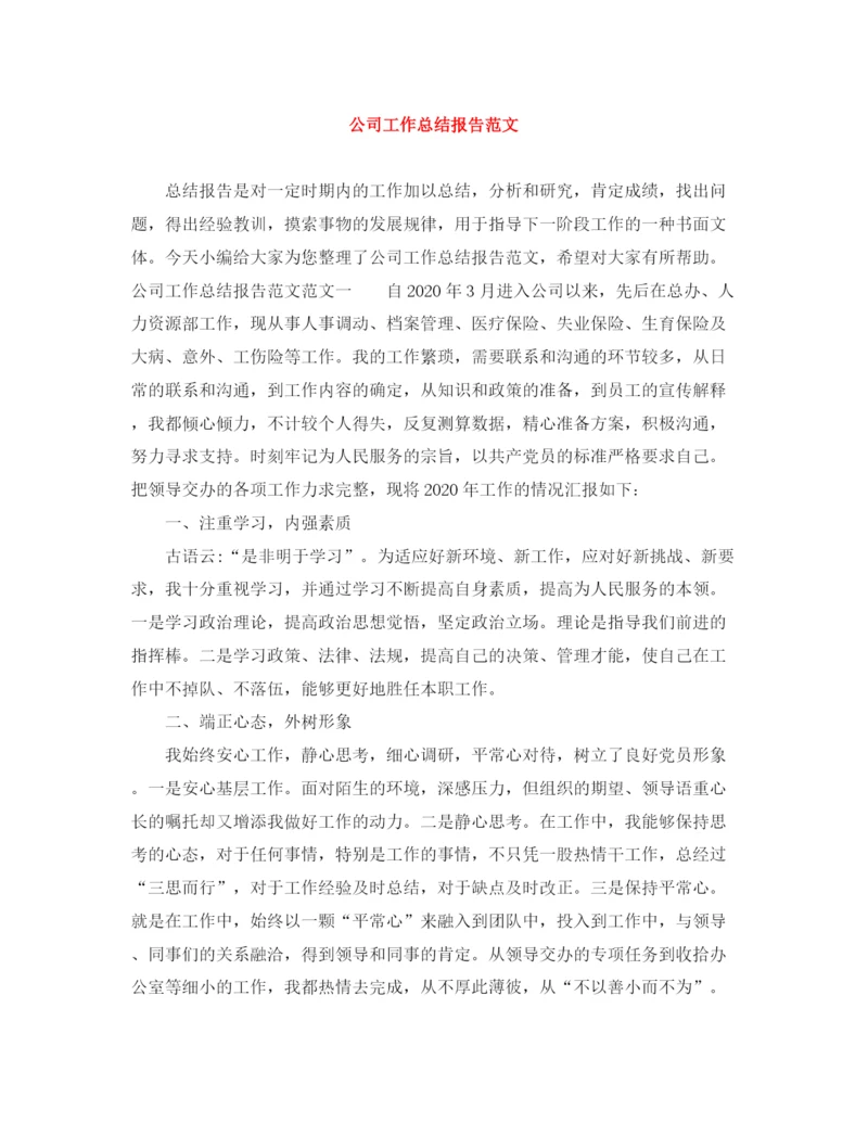 精编之公司工作总结报告范文.docx