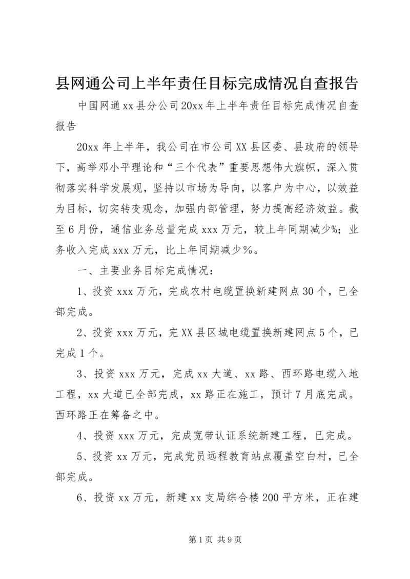 县网通公司上半年责任目标完成情况自查报告 (2).docx