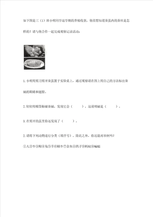 教科版科学三年级下册第二单元《动物的一生》测试卷附参考答案【能力提升】