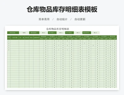 仓库物品库存明细表模板